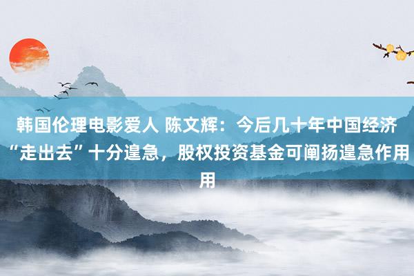 韩国伦理电影爱人 陈文辉：今后几十年中国经济“走出去”十分遑急，股权投资基金可阐扬遑急作用