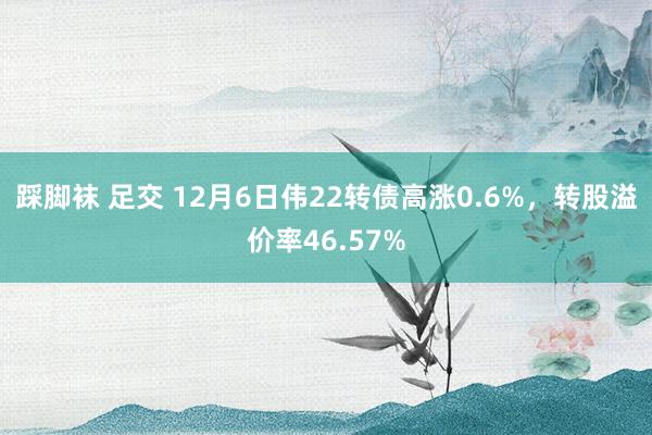 踩脚袜 足交 12月6日伟22转债高涨0.6%，转股溢价率46.57%