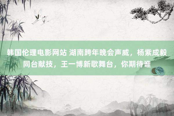 韩国伦理电影网站 湖南跨年晚会声威，杨紫成毅同台献技，王一博新歌舞台，你期待谁