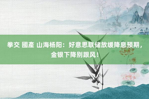 拳交 國產 山海杨阳：好意思联储放缓降息预期，金银下降别跟风！