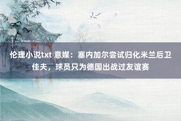 伦理小说txt 意媒:塞内加尔尝试归化米兰后卫佳夫,球员只为德国出战过友谊赛