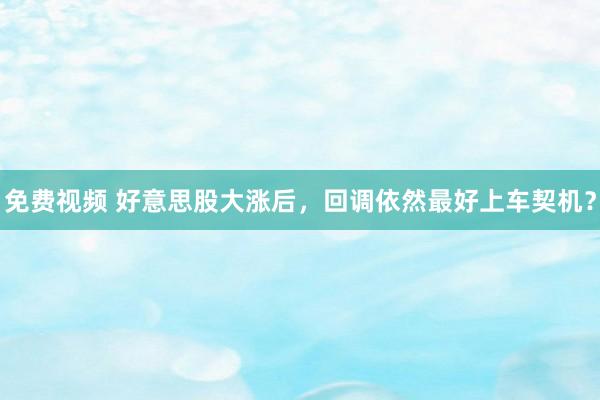免费视频 好意思股大涨后，回调依然最好上车契机？
