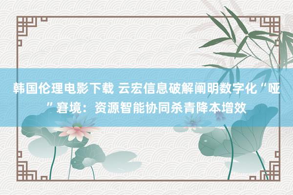 韩国伦理电影下载 云宏信息破解阐明数字化“哑”窘境：资源智能协同杀青降本增效