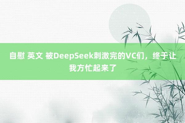 自慰 英文 被DeepSeek刺激完的VC们，终于让我方忙起来了