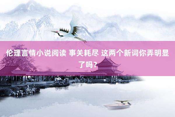 伦理言情小说阅读 事关耗尽 这两个新词你弄明显了吗？