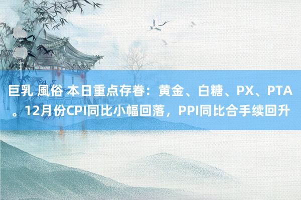 巨乳 風俗 本日重点存眷：黄金、白糖、PX、PTA。12月份CPI同比小幅回落，PPI同比合手续回升