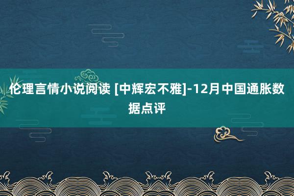 伦理言情小说阅读 [中辉宏不雅]-12月中国通胀数据点评