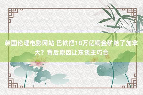 韩国伦理电影网站 巴铁把18万亿铜金矿给了加拿大？背后原因让东谈主巧合