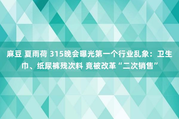 麻豆 夏雨荷 315晚会曝光第一个行业乱象：卫生巾、纸尿裤残次料 竟被改革“二次销售”