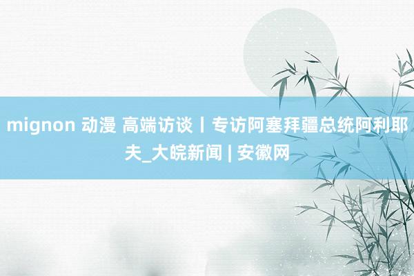 mignon 动漫 高端访谈丨专访阿塞拜疆总统阿利耶夫_大皖新闻 | 安徽网