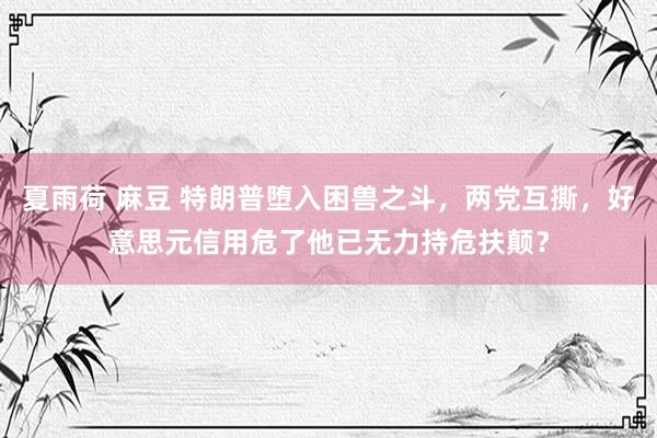 夏雨荷 麻豆 特朗普堕入困兽之斗，两党互撕，好意思元信用危了他已无力持危扶颠？